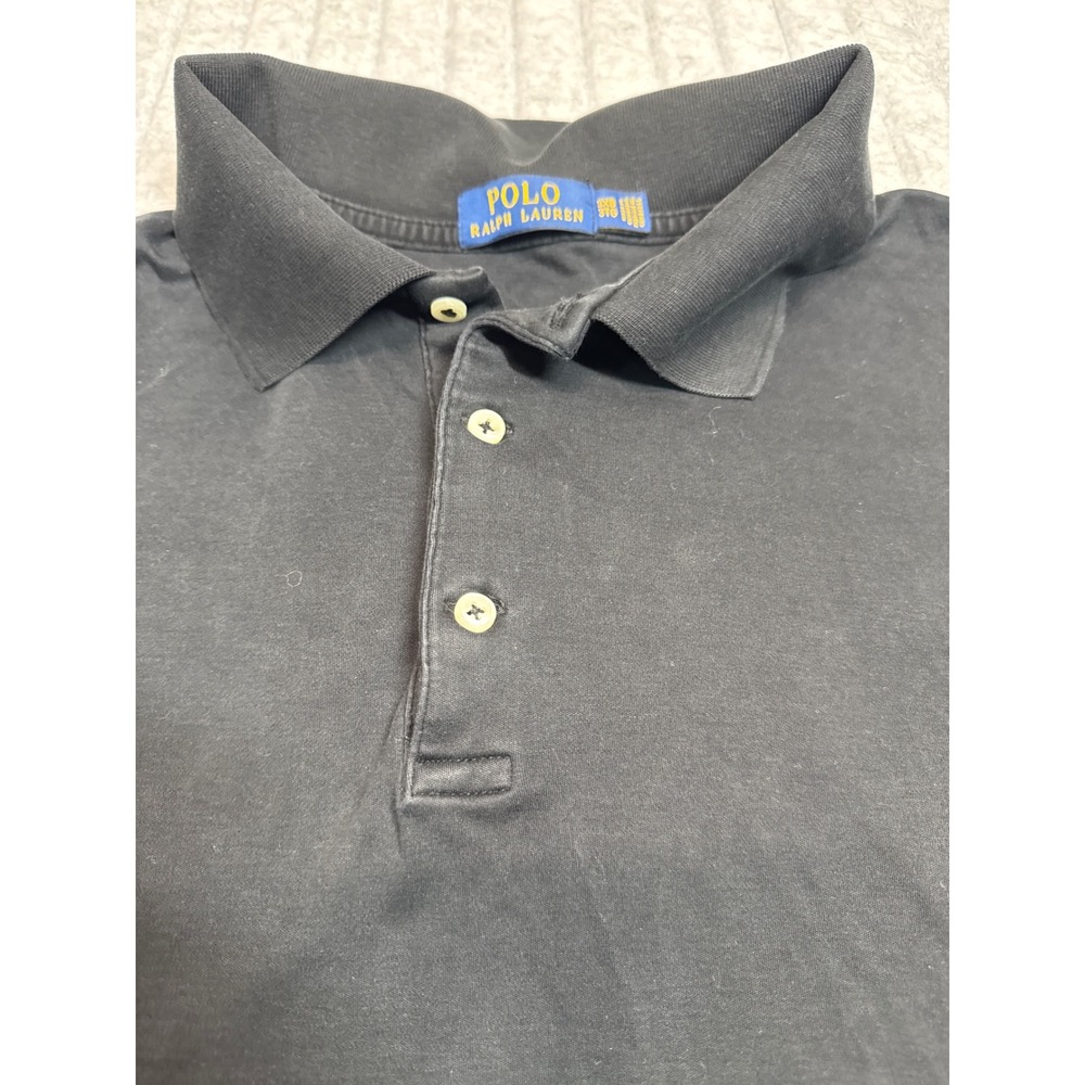 Polo Ralph Lauren Mens Long Sleeve Polo Shirt Black Cotton‎ Pony Logo 3XL